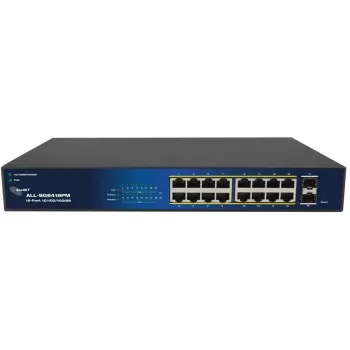 ALLNET 16+2P PoE Switch ALL-SG8418PM — 18 prievadų Gigabit, 16 PoE prievadų, 2 aukštyninio ryšio prievadai