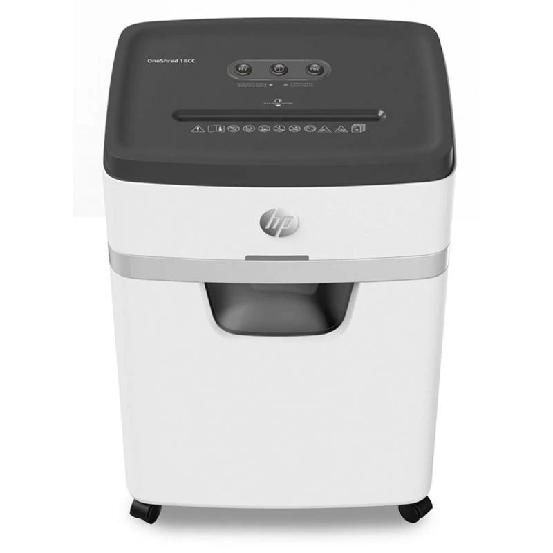 HP OneShred 18CC popieriaus smulkintuvas Dalelių pjovimo smulkinimas 65 dB 22 cm Balta, Juoda