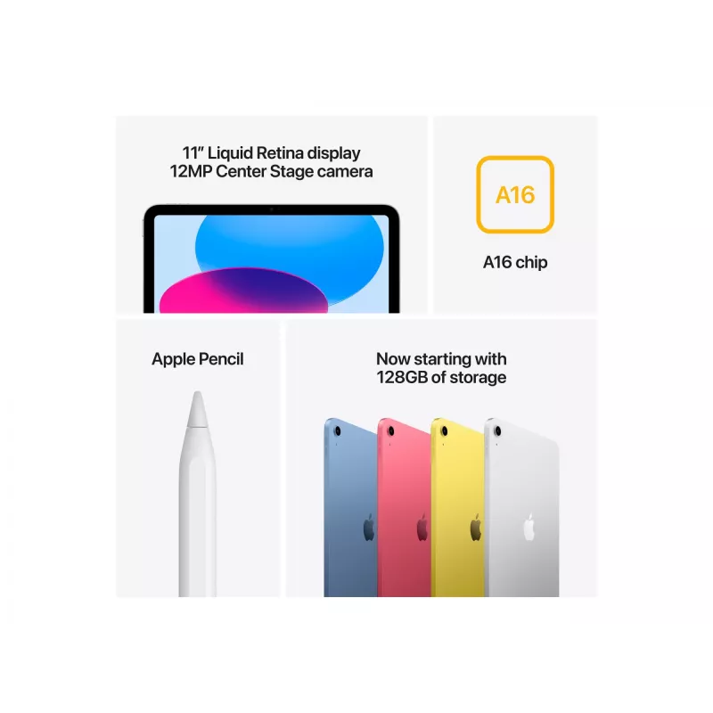Planšetinis kompiuteris Apple iPad 5G LTE-TDD & LTE-FDD 11 colių A16 128GB iPadOS 18
