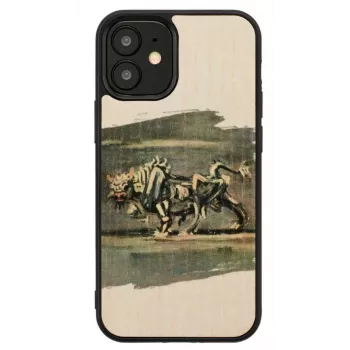Man and Wood telefono dėklas, skirtas iPhone 12 mini — balto jaučio dizainas