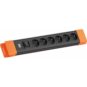 Bachmann CONNECTUS 6xUTE 1x switch 2.0m CEE7/7 Juoda/Oranžinė (BM005937)