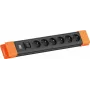 Bachmann CONNECTUS 6xUTE 1x switch 2.0m CEE7/7 Juoda/Oranžinė (BM005937)