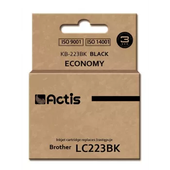 Rašalo kasetė ACTIS KB-223BK, suderinama su Brother LC223Bk, juodas pigmentinis rašalas 16 ml, standartinė išeiga