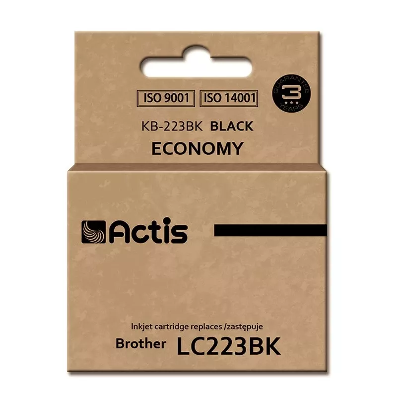 Rašalo kasetė ACTIS KB-223BK, suderinama su Brother LC223Bk, juodas pigmentinis rašalas 16 ml, standartinė išeiga