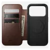 Mobiliojo telefono dėklas Nomad Modern Leather Folio, skirtas iPhone 17 Pro, oda/aliuminis, 16 cm (6,3 colio) rudas, 4 kortelių skyreliai