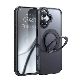 Apsauginis dėklas Mcdodo PC-4930 MagSafe „iPhone 16“ su integruotu stovu, juodas