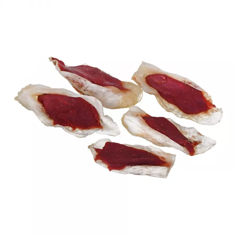 Šunų skanėstai PETITTO triušio ausis, įdaryta antiena, 500 g – vieno ingrediento hipoalerginis kramtomasis skanėstas