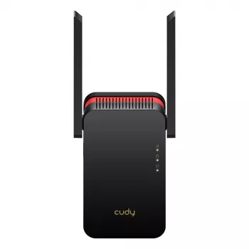 Wi‑Fi signalo stiprintuvas Cudy RE3000 2400–5000 MHz, 802.11ax/ac/n/g/b/a, Ethernet 100 Mbps, išorinė antena, juoda/raudona