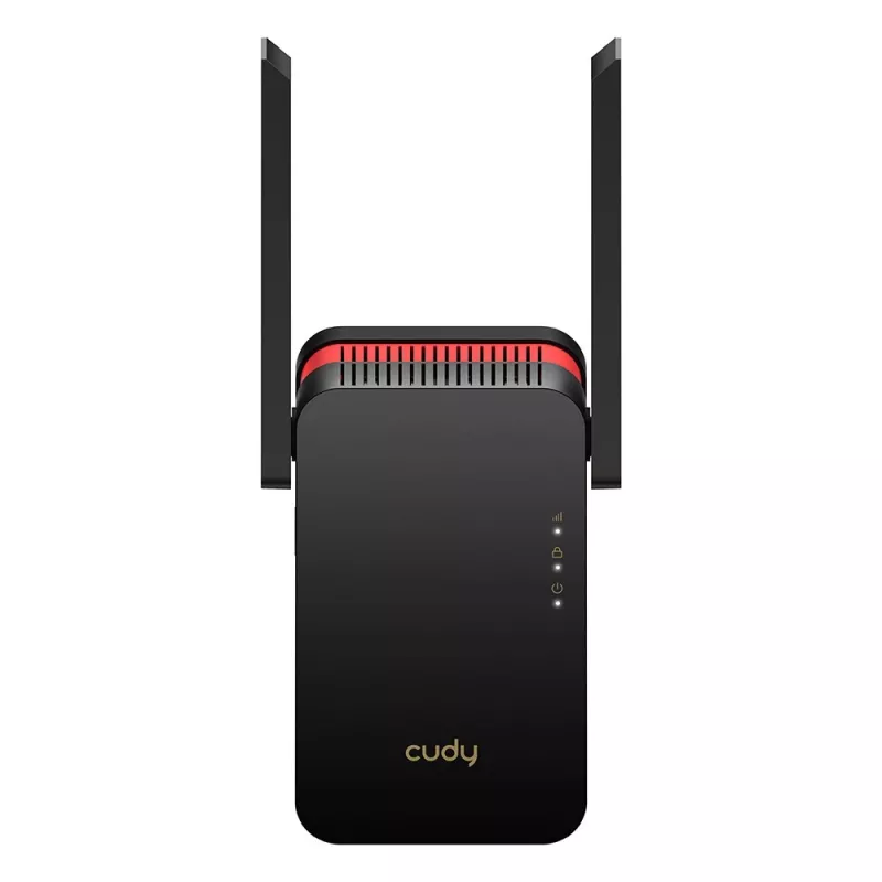 Wi‑Fi signalo stiprintuvas Cudy RE3000 2400–5000 MHz, 802.11ax/ac/n/g/b/a, Ethernet 100 Mbps, išorinė antena, juoda/raudona