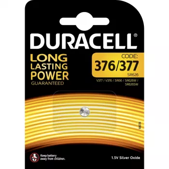 Duracell D377 vienkartinė sidabro oksido saginė baterija 1,5 V, 3 mm aukštis, Ø 18 mm