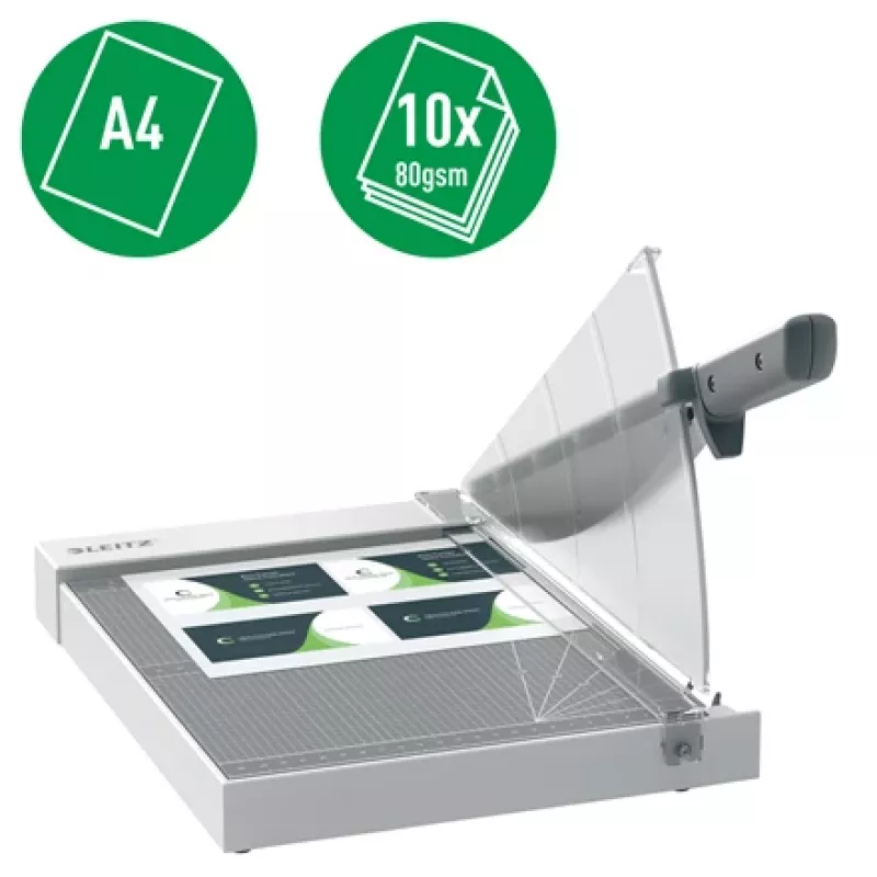 Leitz Precision Home Office popieriaus pjaustyklė A4, 10 lapų, rankinis spaustukas, nerūdijantis plienas, A4, 80 g/m², antracito