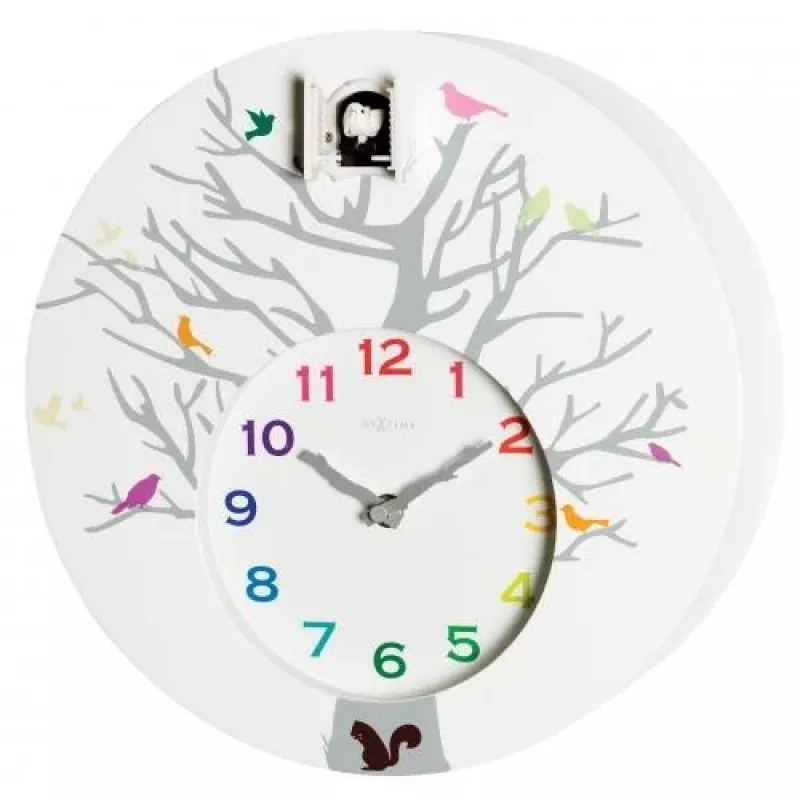 NeXtime klok 2998wi Cuckoo Round, 30x10 cm, sieninis, baltas