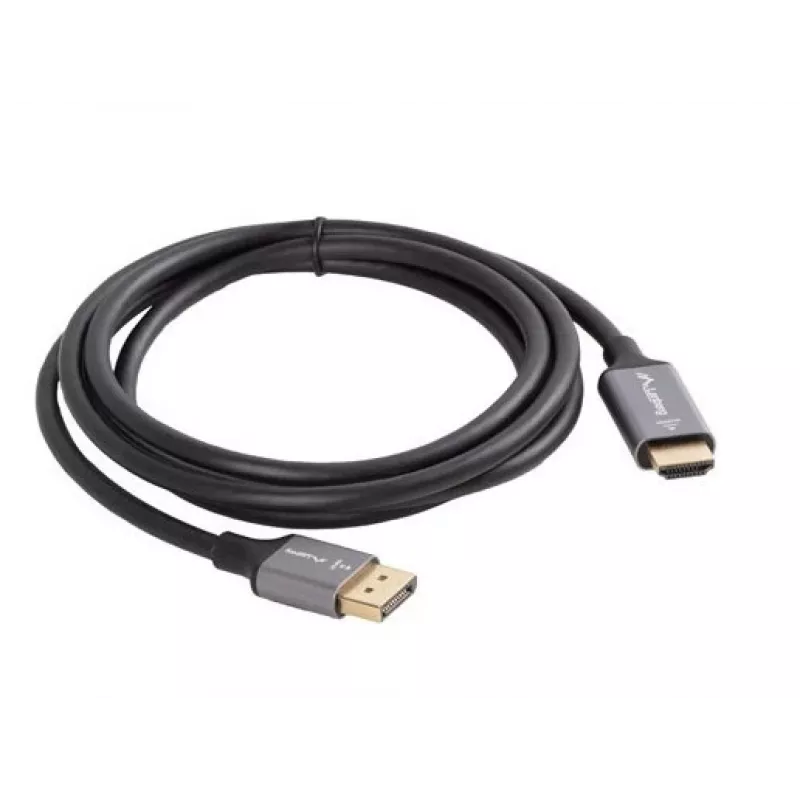 Lanberg CA-DPHD-20CU-0018-BK vaizdo kabelio adapteris 1,8 m DisplayPort HDMI A tipo (standartinis) juodas, sidabrinis