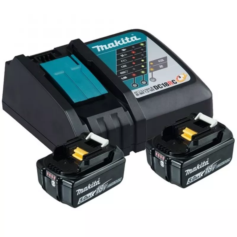 Makita DC18RC - Akumuliatorių Įkroviklis + Akumuliatorius 2 x - Li-Ion - 5 Ah - 90 Wh - 1 x Akumuliatoriaus Įkrovimas (197570-9)