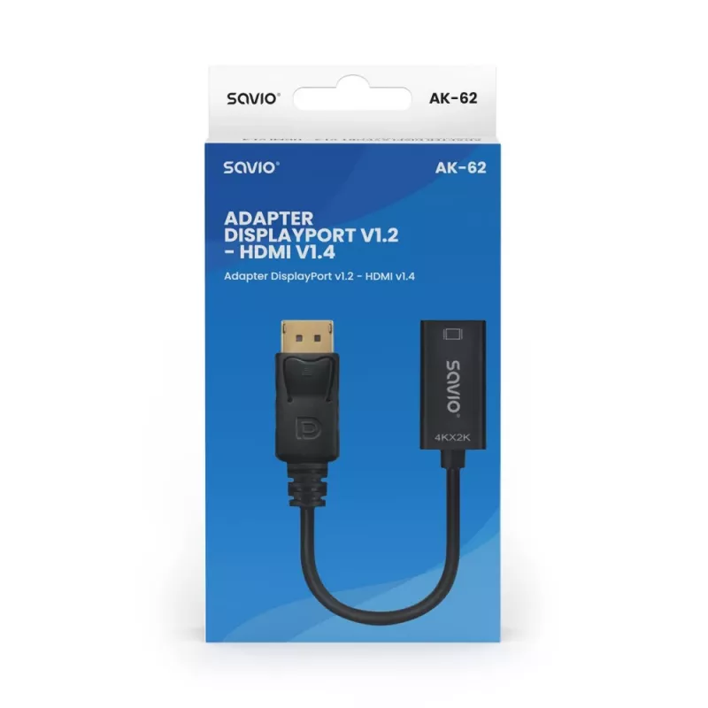 Adapteris Savio DisplayPort (M) v1.2 - HDMI A (F) v1.4, 4K, AK-62