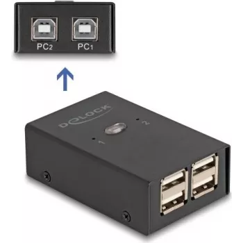 DeLOCK USB 2.0 jungiklis 2 kompiuteriams prie 4 įrenginių, juodas, 0,48 Gbit/s