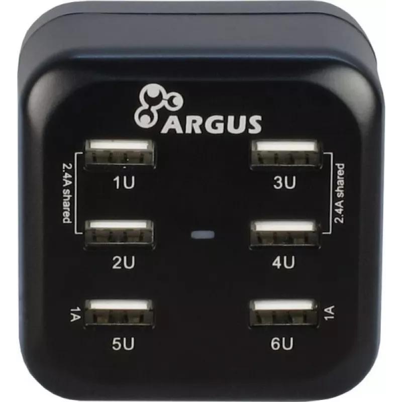 Inter-Tech Argus LS-6US - maitinimo blokas - 34 vatai - 6,8 A - 6 išvesties prievadai (USB) (88885322)