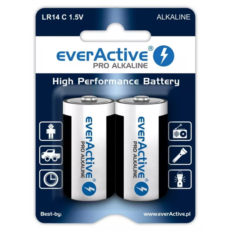 Šarminės baterijos everActive Pro LR14 C 1.5V 8000 mAh — 2 vnt.