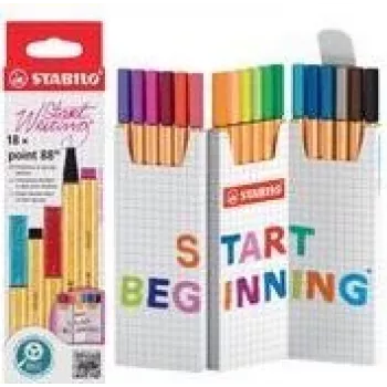 STABILO Fineliner point 88 18 spalvų smulkus antgalis daugiaspalvis