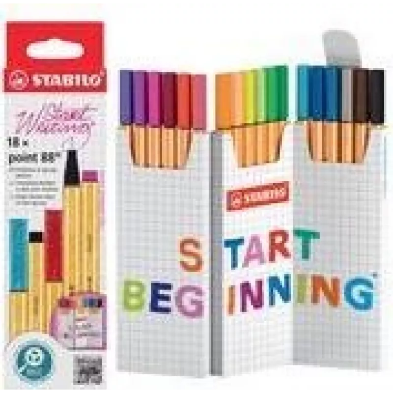 STABILO Fineliner point 88 18 spalvų smulkus antgalis daugiaspalvis