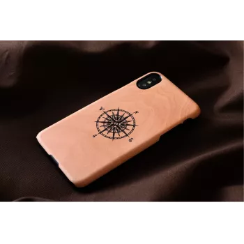 man and wood išmaniojo telefono dėklas iPhone X/XS, juodas, apsauginis dangtelis su kompaso detale