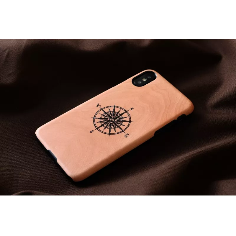 man and wood išmaniojo telefono dėklas iPhone X/XS, juodas, apsauginis dangtelis su kompaso detale