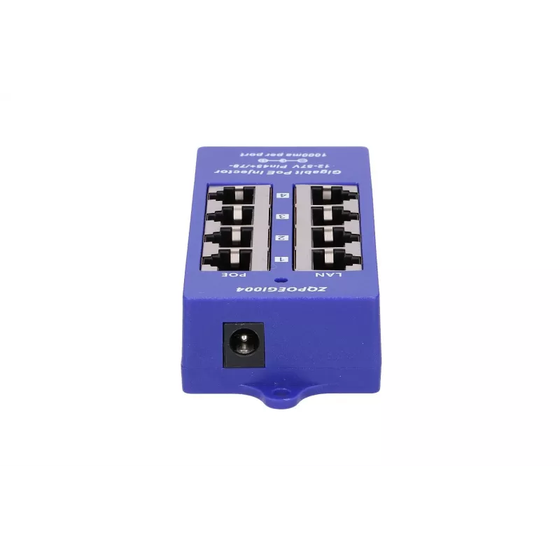 PoE injektorius Extralink Gigabit 4 prievadų, 4x 1000Mb/s RJ45, 48V, mėlynas/juodas