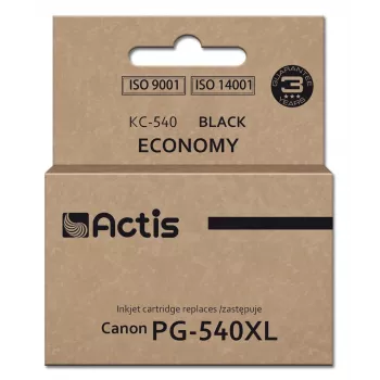 Rašalo kasetė ACTIS KC-540 juoda — suderinamas pakaitalas Canon PG-540XL, dažų pagrindo rašalas 22 ml, vienetinis paketas