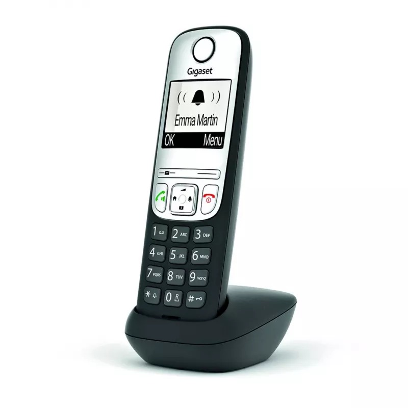 Gigaset A690HX analoginis/DECT telefonas su skambučio numerio atpažinimu, juodas, sidabrinis