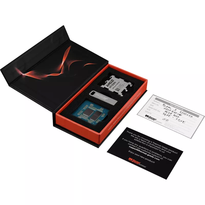 Thermal Grizzly delidded AMD Ryzen 7 9800X3D boxed CPU paruoštas tiesioginio kontakto aušintuvams