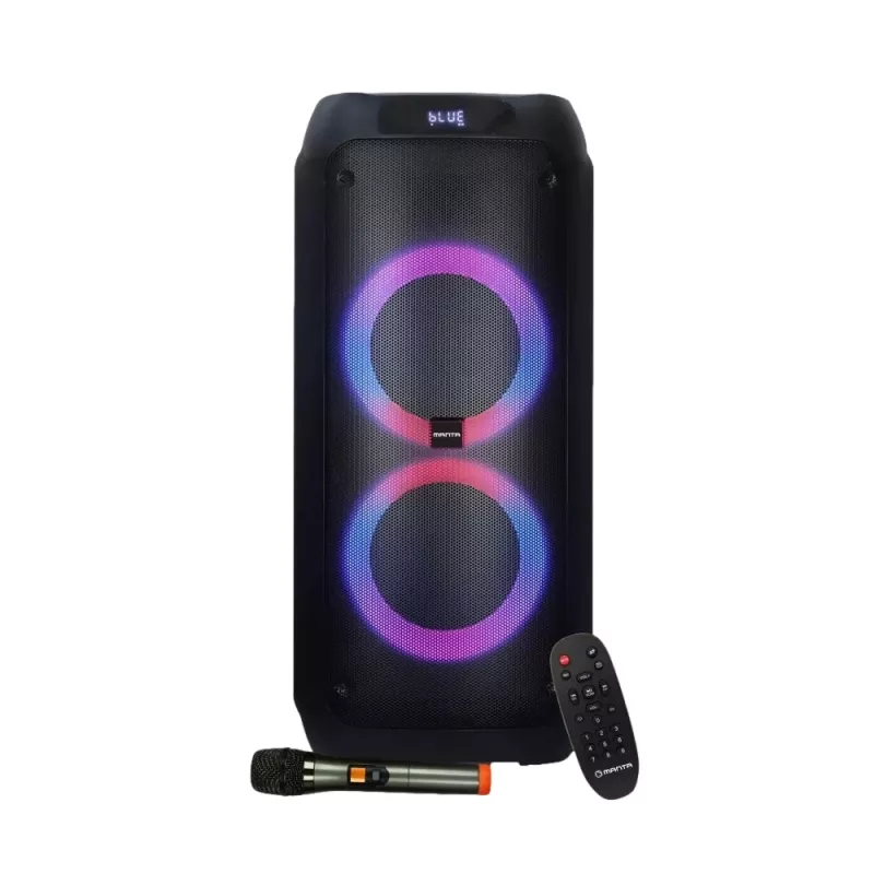 Nešiojama kolonėlė MANTA ATTIS SPK0802 120 W, Bluetooth, laidinis įvestis, įkraunama, FM, LED lemputės