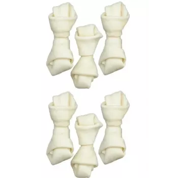 Dantų kramtukas ZOLUX surištas baltas kaulas 54 g — natūralus jautienos dantų skanėstas mažiems suaugusiems šunims 60 mm, pakuotėje 6 vnt.
