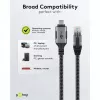 Ethernet kabelis USB-C 3.2 Gen2 kištukas > RJ-45 kištukas (juoda/sidabrinė, 5 metrai, pintas tekstilinis apvalkalas)