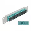 Skaidulinio optinio pataisymo skydelis DeLOCK 10 colių 12 prievadų SC Duplex Aqua 1U pilkas