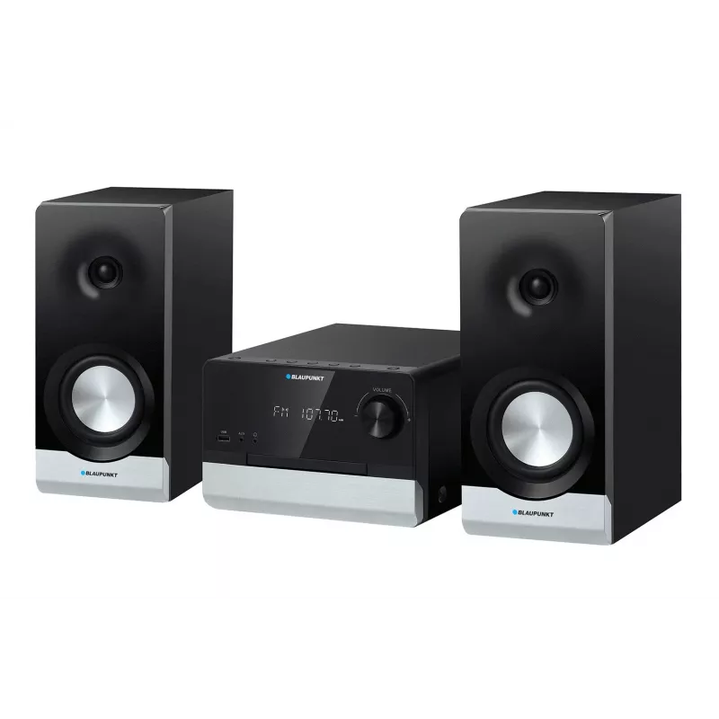 Namų garso mikrosistema BLAUPUNKT MS40.2BT — 2×50 W RMS, Bluetooth, CD, USB, HDMI ARC, optinis įėjimas, LED ekranas (juoda)