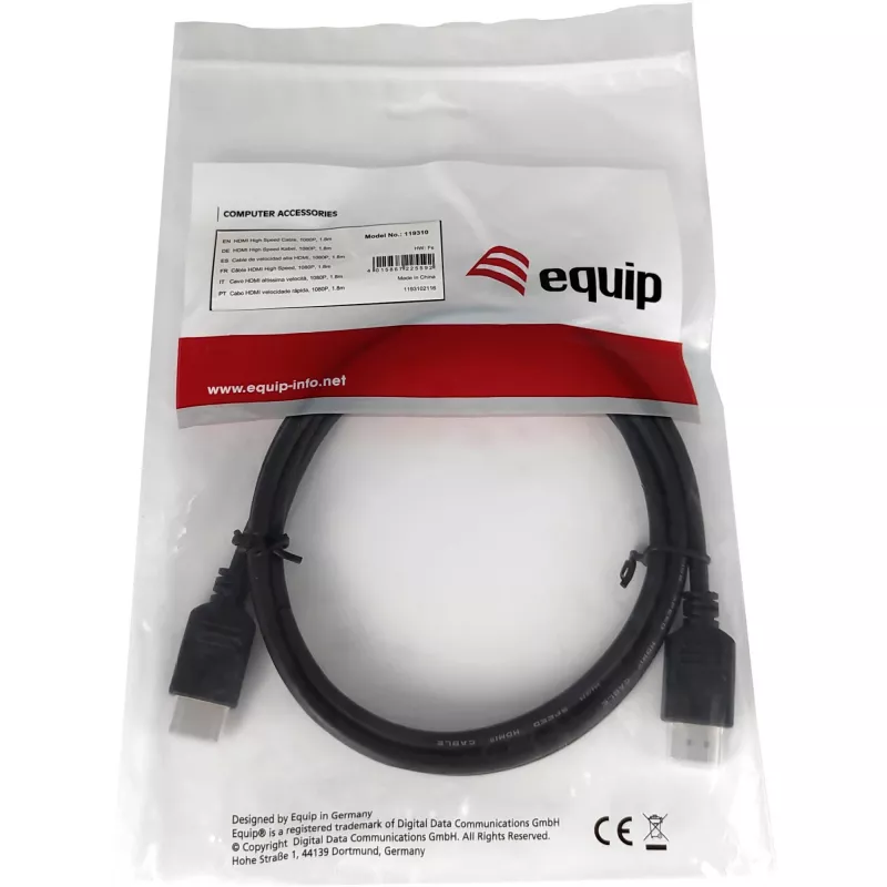 HDMI kabelis Equip 1,8 m 1080P juodas