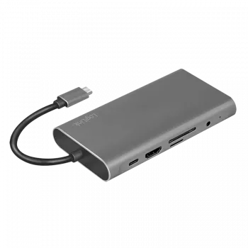 LogiLink UA0383 Nešiojamojo kompiuterio dokų stotelė ir prievadų replikatorius Laidinis USB 3.2 Gen 1 (3.1 Gen 1) Type-C Sidabrinis (UA0383)
