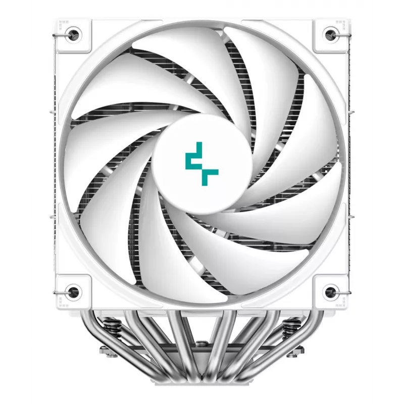 Oro aušintuvas DeepCool AK620 Digital SE White — dvigubi 120 mm ventiliatoriai, 6 šilumos vamzdeliai, PWM, LGA 1700 palaikymas, įmontuotas ekranas