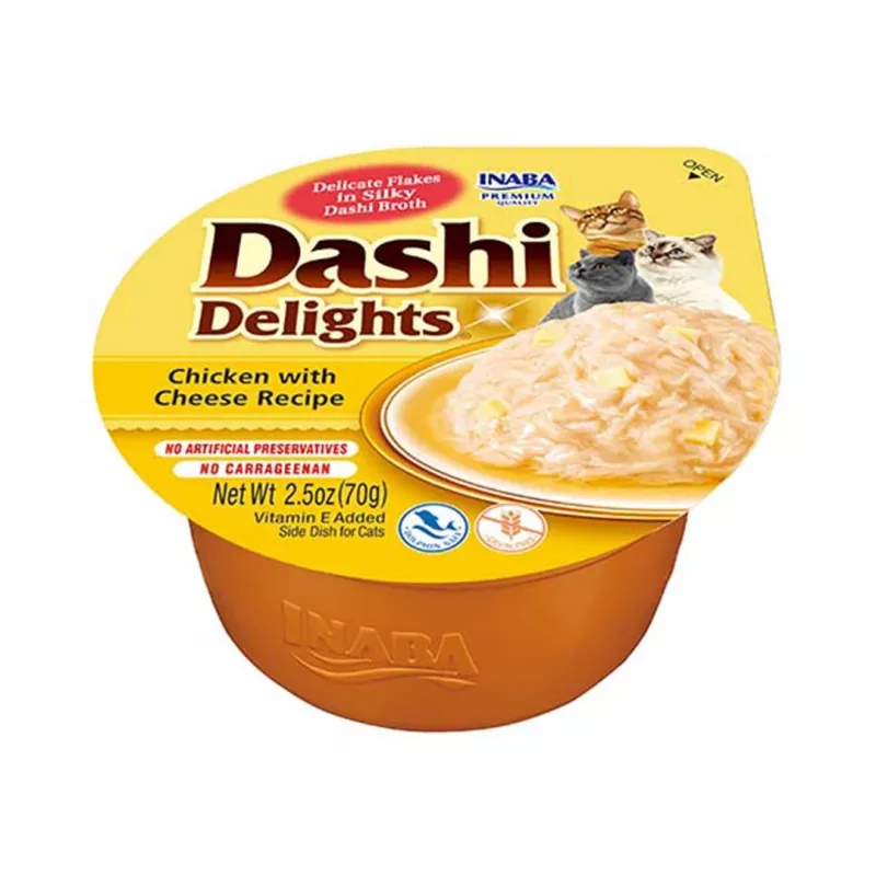 INABA Dashi Delights vištiena su sūriu sultinyje - kačių skanėstai - 70g