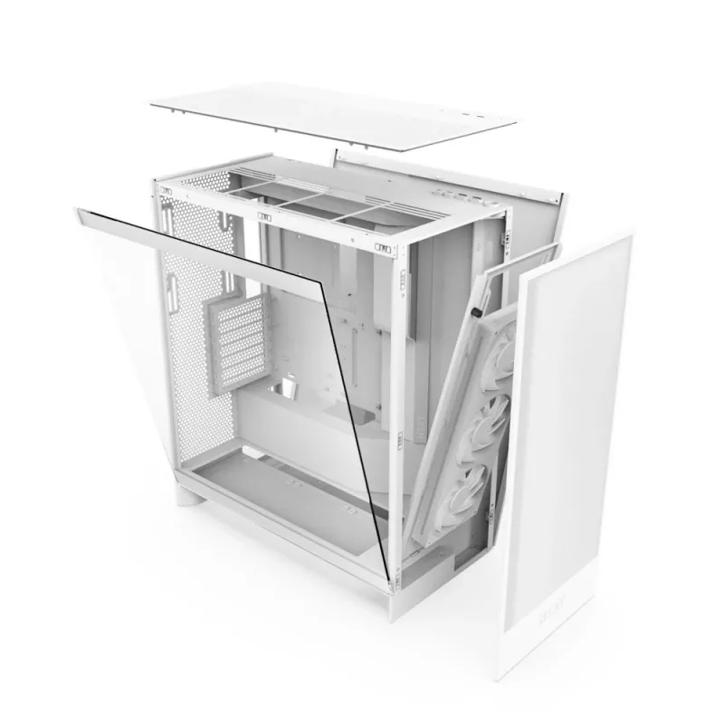 PC korpusas NZXT H7 Flow RGB Midi Tower baltas — grūdintas stiklas, EATX, priekyje 3×120 mm, USB-C