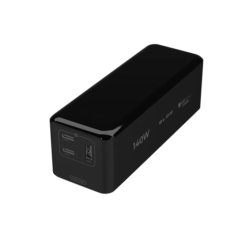 Power bank BLOW AIR99.9 27000mAh PD 140W LCD — 2× USB‑C, 1× USB‑A, 27000 mAh, 140 W bendra galia