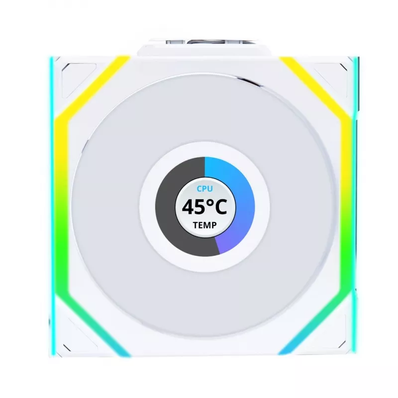 Ventiliatorius Lian Li UNI FAN SL Wireless LCD 120 12 cm Baltas 3 vnt.