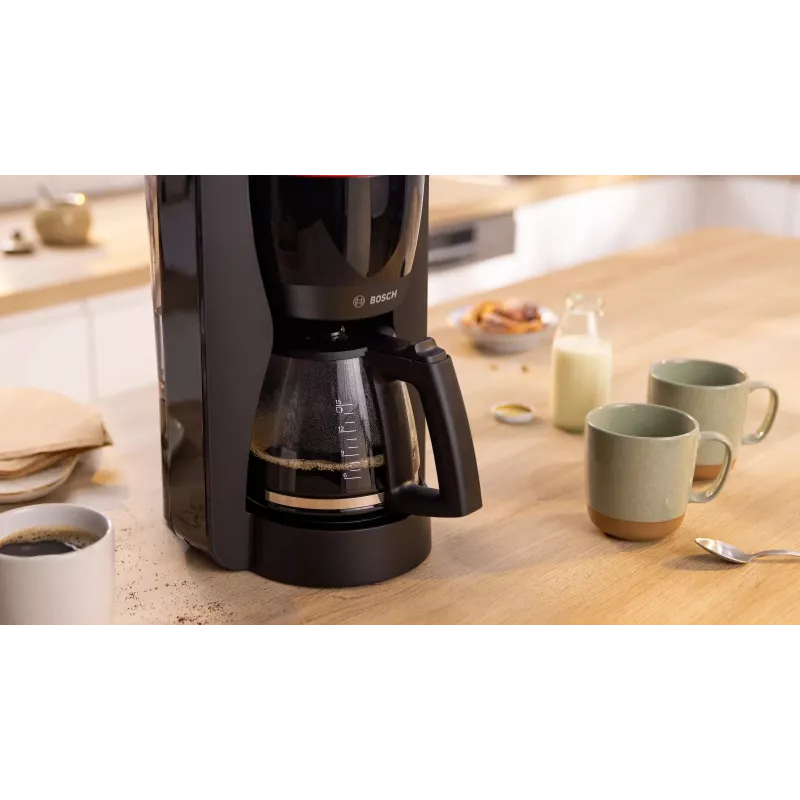 Drip coffee maker Bosch TKA2M113, 1.25 L vandens talpa, 15 puodelių, juoda