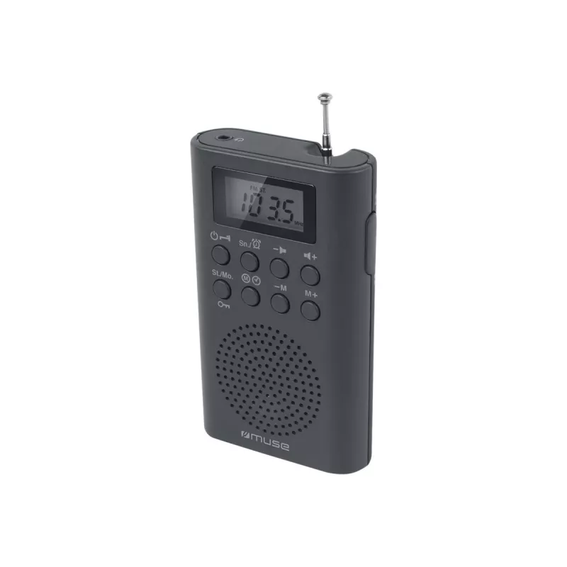 Nešiojamasis radijas Muse M-03 R su FM PLL derinimu, LCD ekranu, išorine antena, juodas