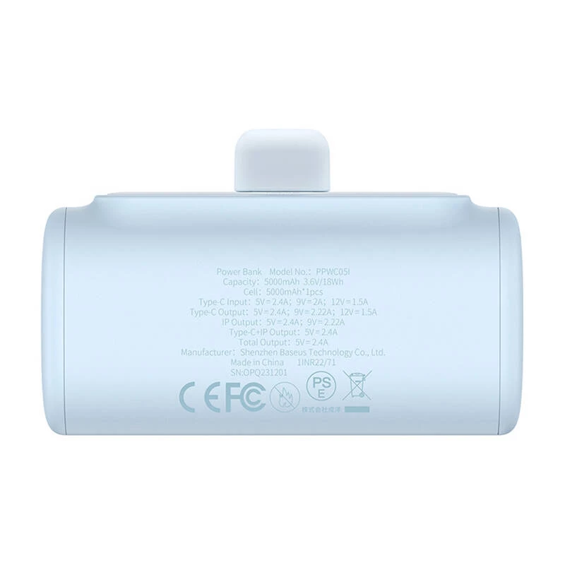 Nešiojamoji įkroviklio „Baseus Compact IP“ 5000 mAh 20 W (mėlynas)