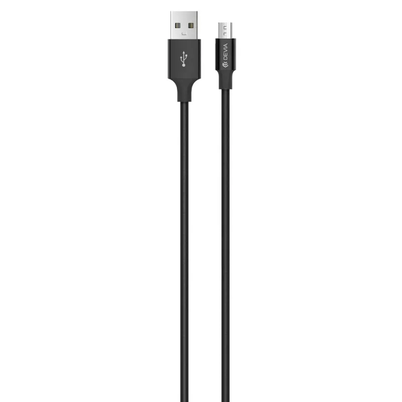USB Micro-B laidas Devia Pheez Series 5V 2.4A 1 m — Juodas