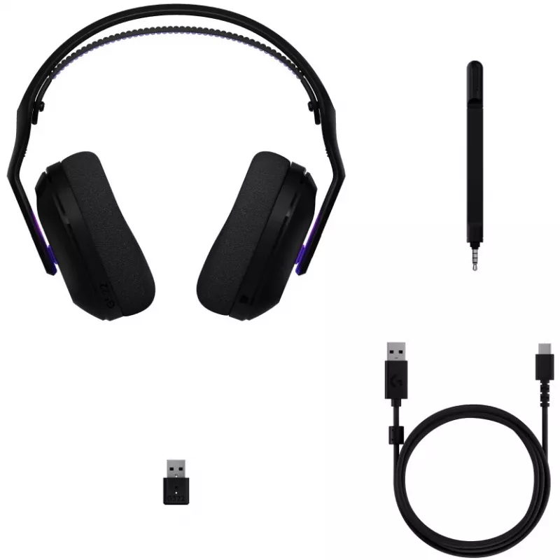 Logitech G G522 LIGHTSPEED belaidės žaidimų ausinės su LIGHTSYNC RGB apšvietimu ir pažangiu sinchronizuotu garsu, trijų režimų jungtys