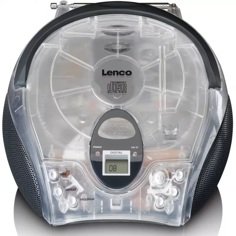 Nešiojamasis radijo CD grotuvas Lenco SCD-24TR — FM, 4 W išvestis, LCD, teleskopinė antena, AC/DC, 6×C baterijos