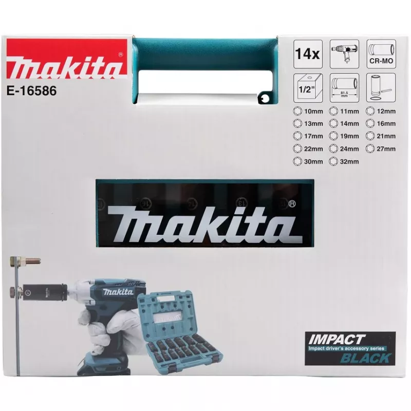 Makita E-16586 smūginis lizdų komplektas Juoda, Žalia