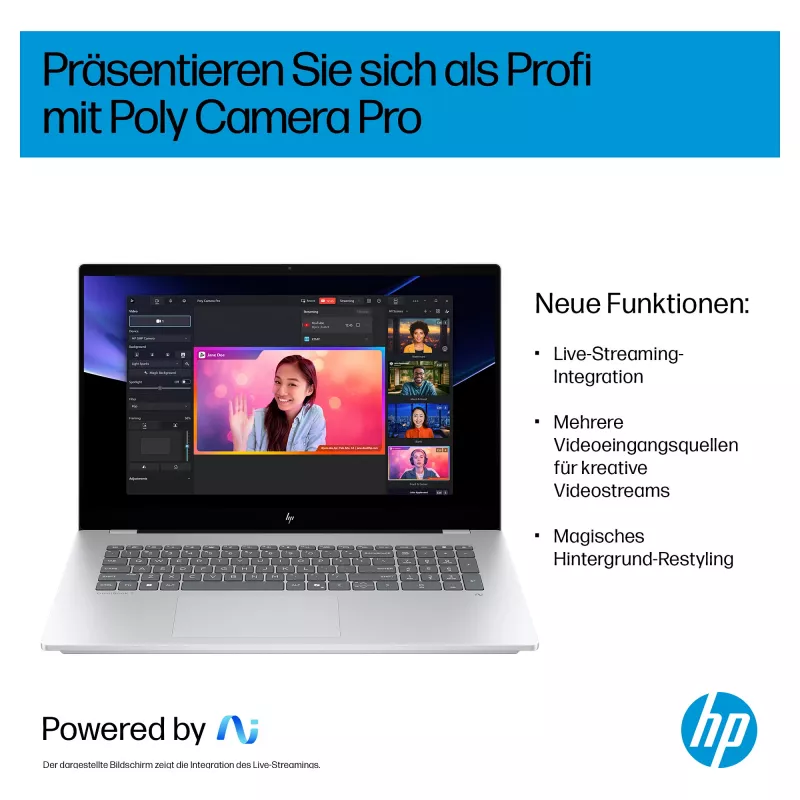 HP OmniBook 7 Next Gen AI Laptop 17-dc0074ng - Intel Core Ultra 7 258V / 2,2 GHz - Win 11 Pro - Intel Arc Graphics 140V - 32 GB RAM - 1 TB SSD NVMe - 43,9 cm (17,3) (CV1J6EA#ABD)